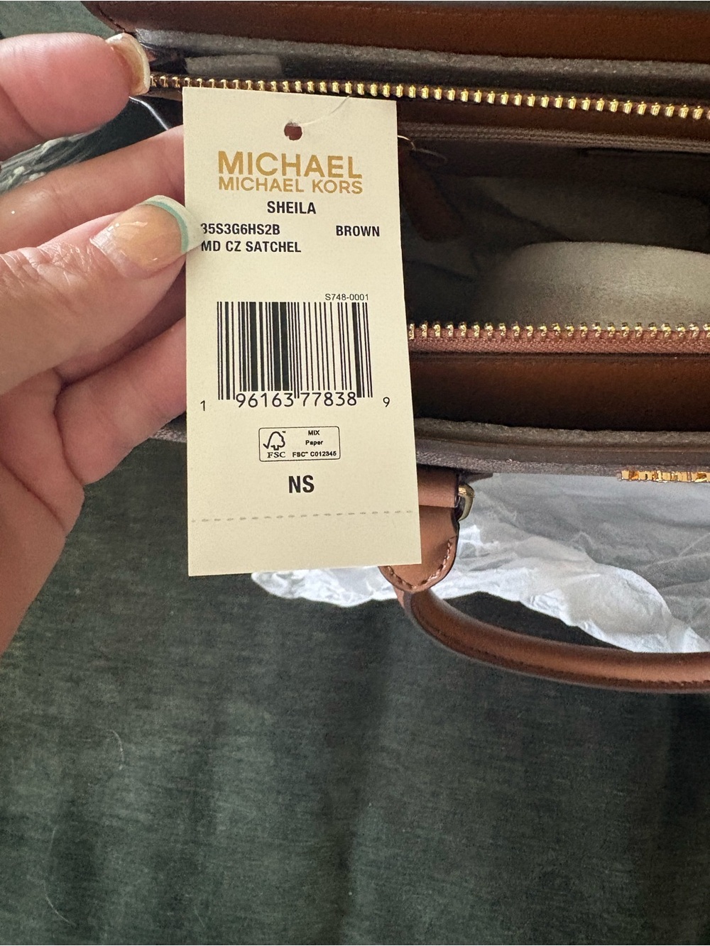Michael Kors Brown Logo-Print Satchel with Gold Hardware - Picture 4 of 5